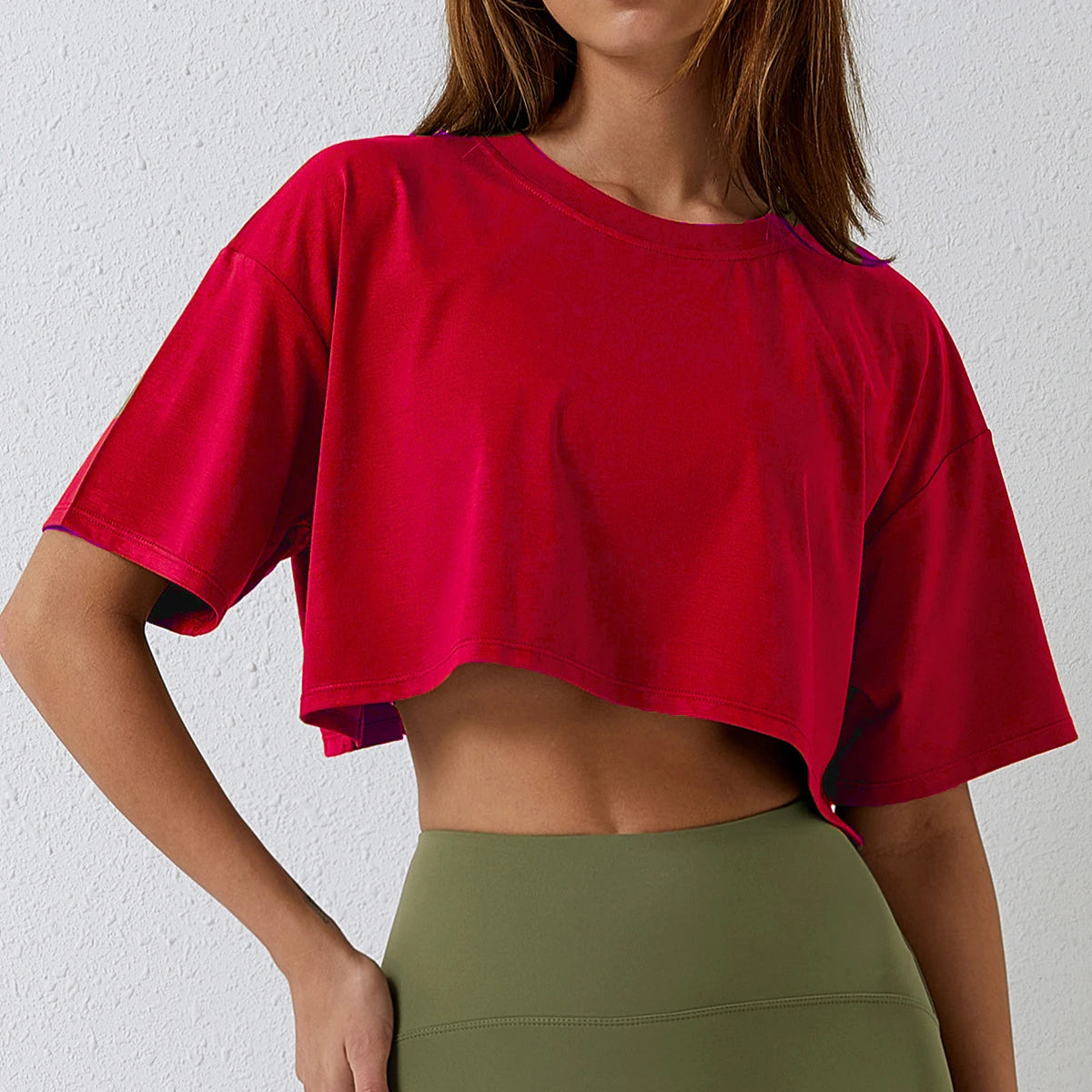 Women's Cotton Short-Sleeve Crop Top – Yoga, Dance, Running & Workout Shirt
