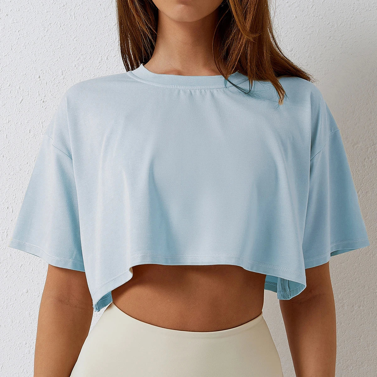 Women's Cotton Short-Sleeve Crop Top – Yoga, Dance, Running & Workout Shirt