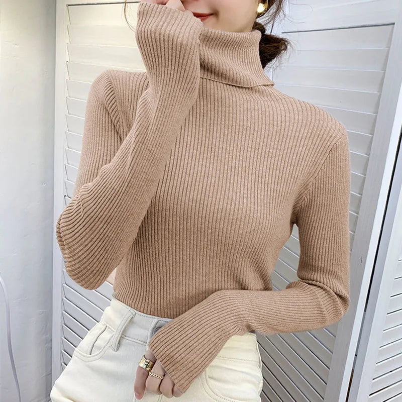 "Women's Fall Turtleneck Sweater - Soft Knitted Cashmere Pullover for  Autumn & Winter"