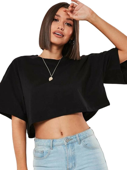 Women's Cotton Short-Sleeve Crop Top – Yoga, Dance, Running & Workout Shirt