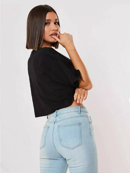 Women's Cotton Short-Sleeve Crop Top – Yoga, Dance, Running & Workout Shirt