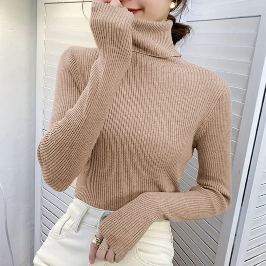 "Women's Fall Turtleneck Sweater - Soft Knitted Cashmere Pullover for  Autumn & Winter"